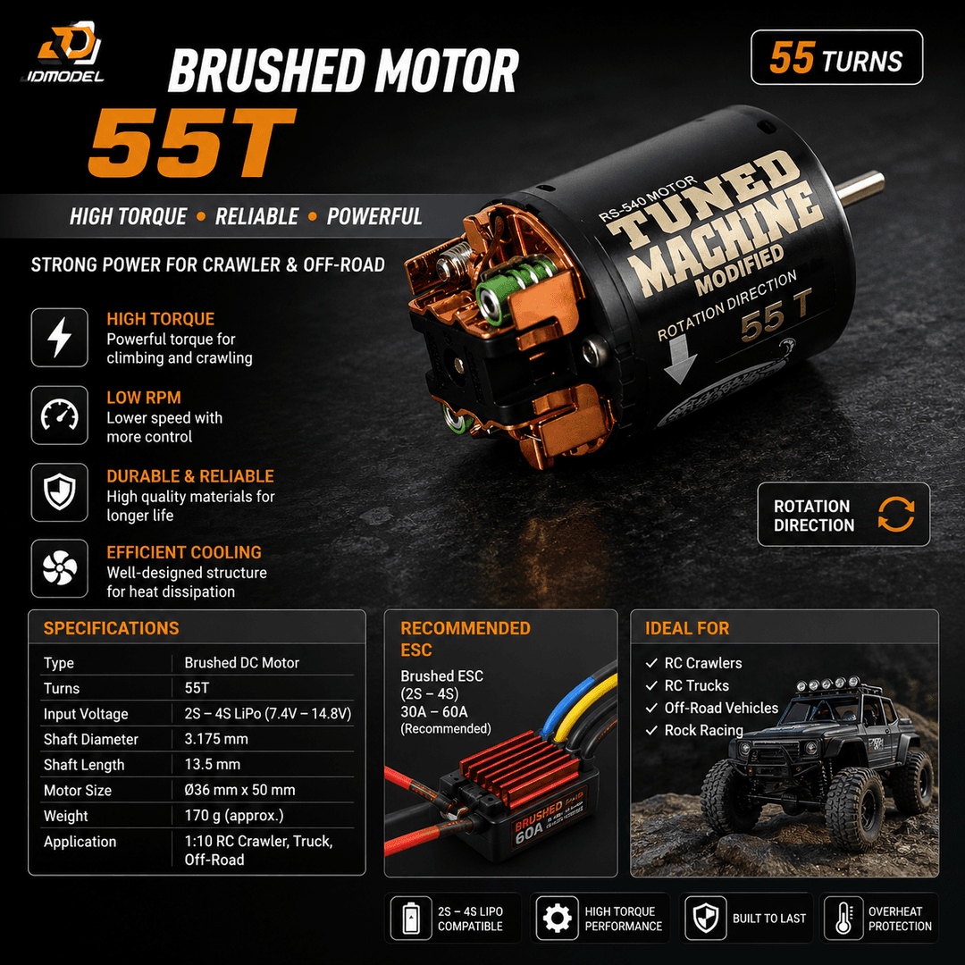 55T kollektorli motor (55T Brushed Motor)