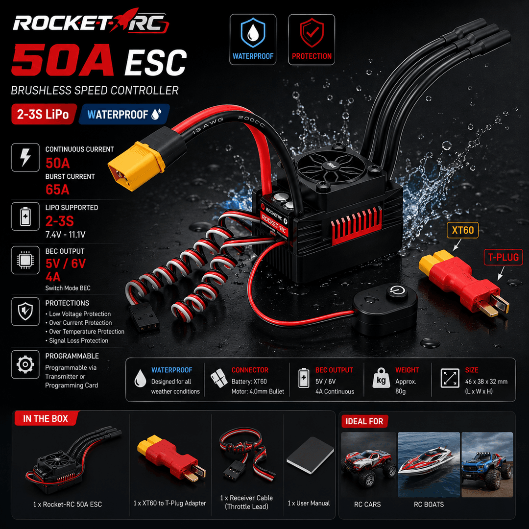 50A brushless ESC — tezlik regulyatori (50A ESC)
