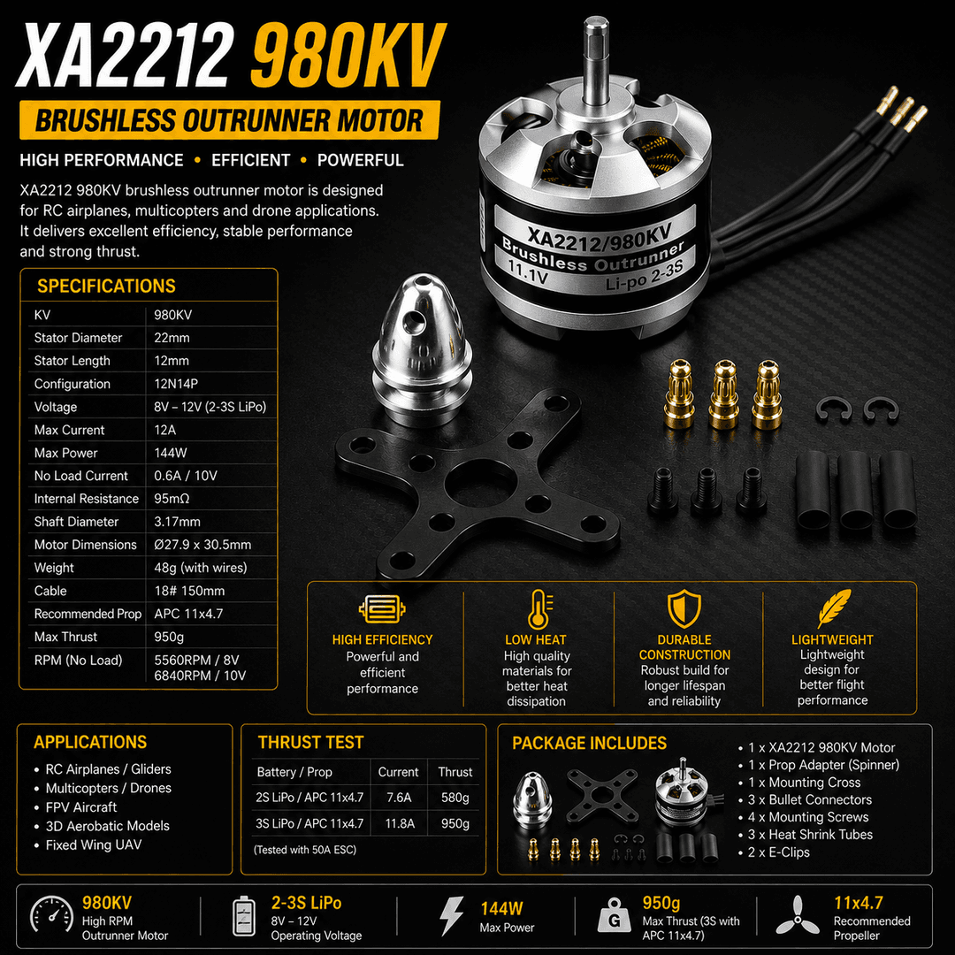 XA2212 980KV brushless motor (XA2212 980KV Motor)