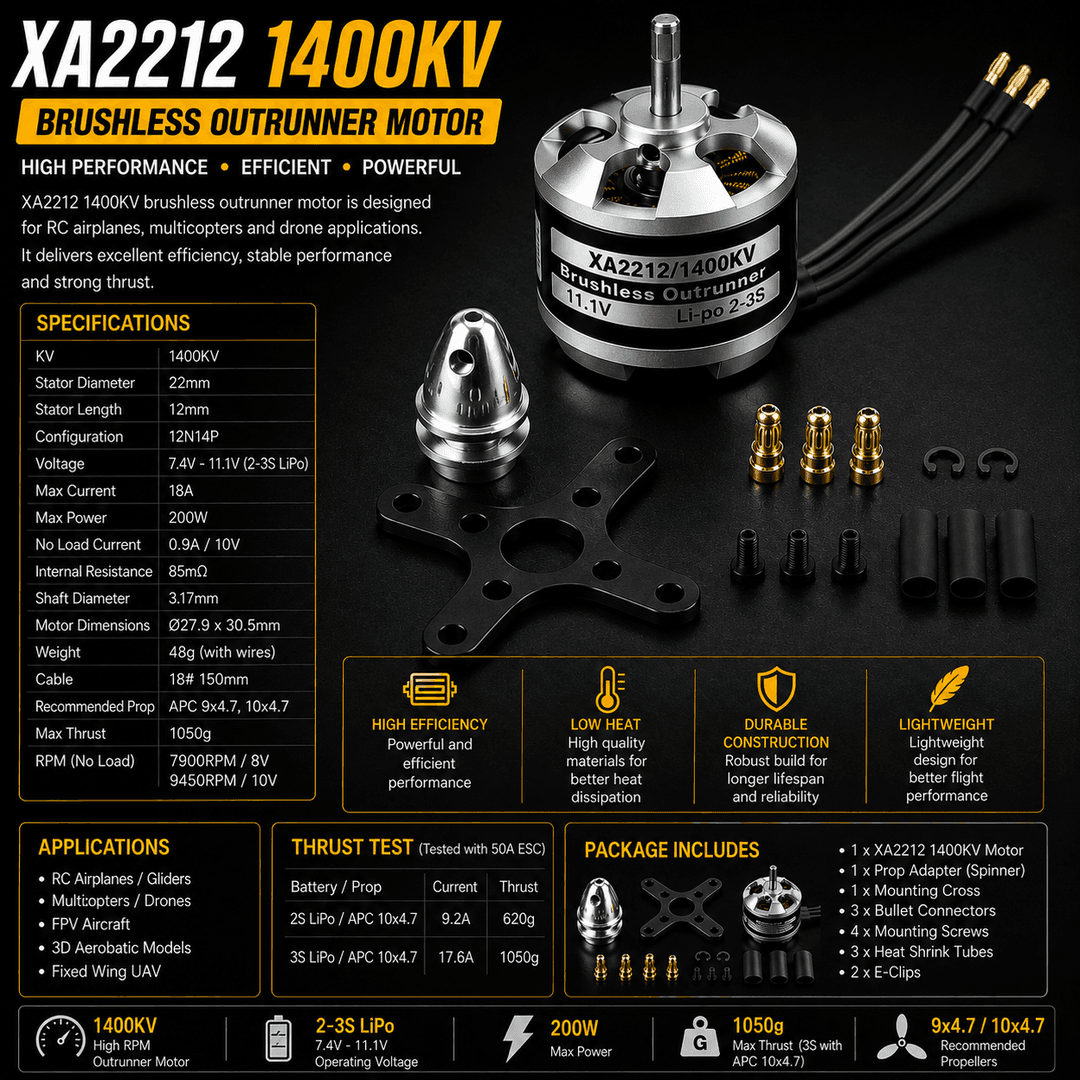 XA2212 1400KV brushless motor (XA2212 1400KV Motor)