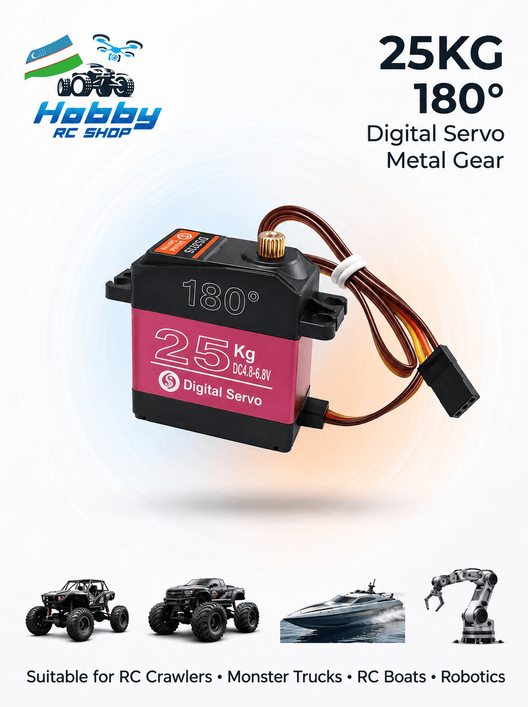 DSservo DS3225 servo, 25 kg·sm (DS3225 25kg Servo)
